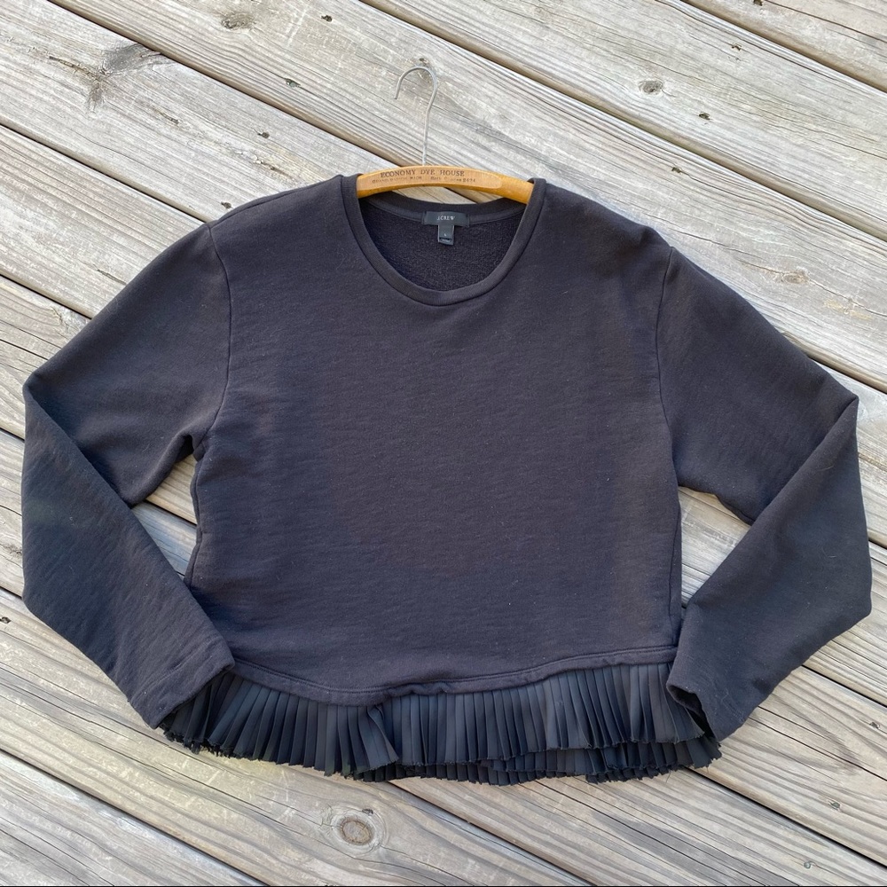 J. Crew  Pleated Ruffle Hem Peplum Long Sleeve Top